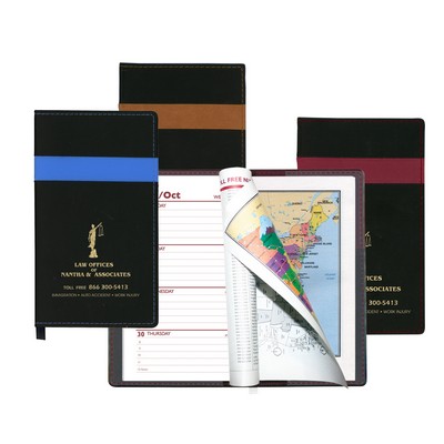 Joliett Series Soft Cover 2 Tone Vinyl Weekly Planner w/ Map / 1 Color