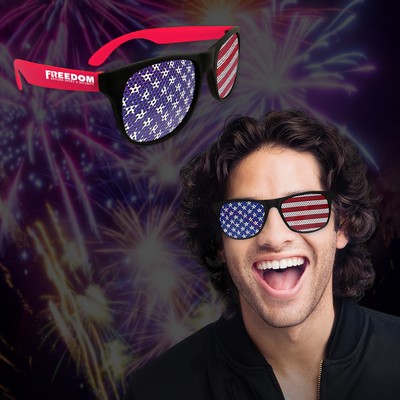 American Flag Neon Red Billboard Sunglasses