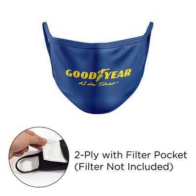 Mask - Flat 2-Ply With Filter Pocket Cotton Silkscreened Fixed Ear Adult