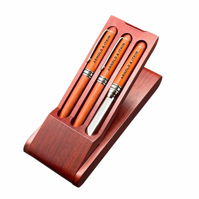 Premade Wooden Pen Set - Terrific Timber-1C Ballpoint Pen, Lead Pencil & Letter Opener