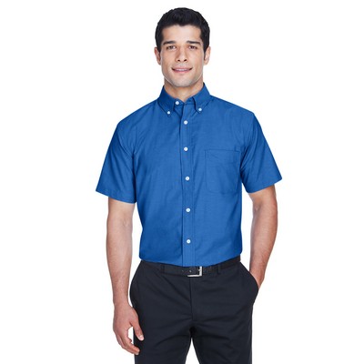 Harriton Men's Short-Sleeve Oxford with Stain-Release