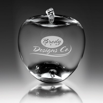 Crystal Apple Paperweight 3-1/2"