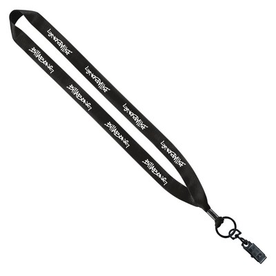 ¾" Polyester Lanyard w/Metal Crimp & Bulldog Clip