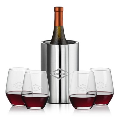 Jacobs Wine Cooler & 4 Mandelay Stemless Wine