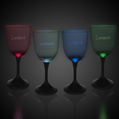 10 Oz. Laser Engraved Light-Up Wine Glass w/Black Base