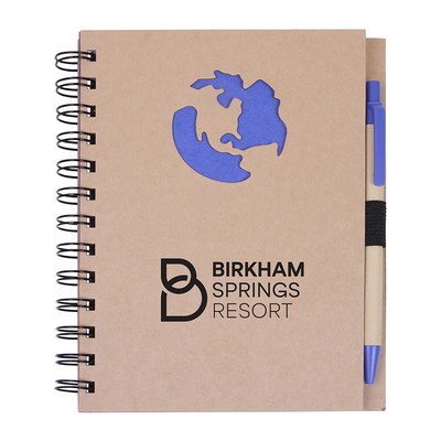 Prime Line Globe Die Cut Spiral Notebook & Pen 5.875" X 7"