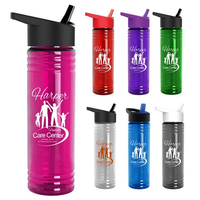 24 Oz. Slim Fit Water Bottle w/Flip Straw Lid