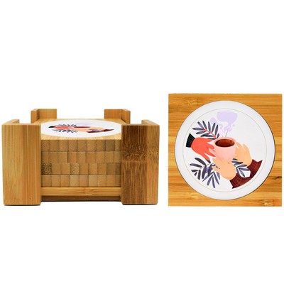 4 Pc. Spectrum Bamboo Coaster Set