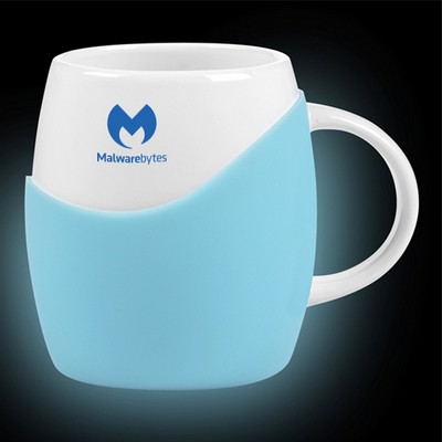 14 Oz. Ceramic Rotunda Mug w/ Glow Silicone Grip