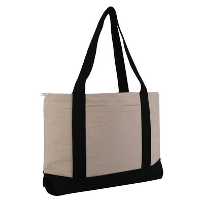 Liberty Bags Large Zippered Cotton Canvas Tote