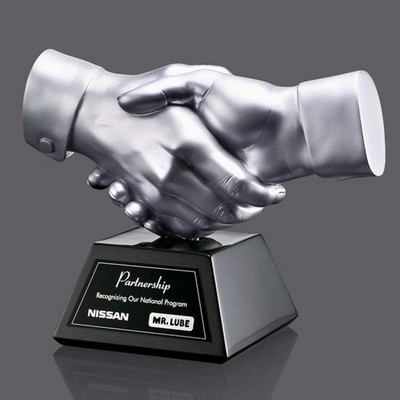 Shaking Hands Award - Silver Resin 6½" Wide