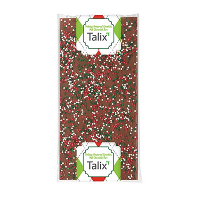 3.5 Oz. Elegant Belgian Chocolate Bar w/ Holiday Nonpareil Sprinkles