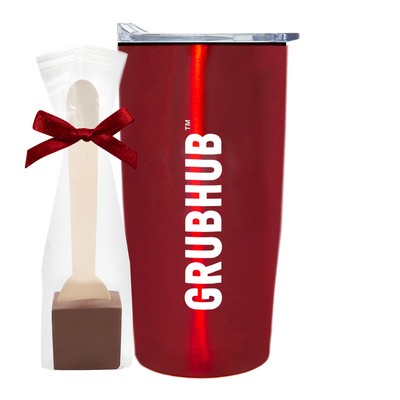 Promo Revolution - 20 Oz. Straight Tumbler w/Plastic Liner Gift Set w/Hot Chocolate Spoon