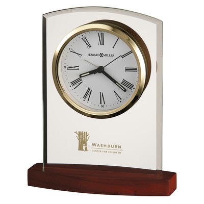 Howard Miller Marcus Curved Glass Alarm Clock w/ Rosewood Base