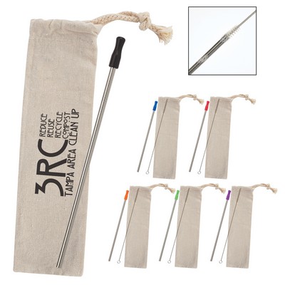 Stainless Straw Kit With Cotton Pouch