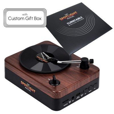 Turntable Wireless Speaker with Custom Record Envelope and Custom Gift Box