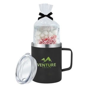 Promo Revolution - 12 Oz. Dual Wall Vacuum Sealed Slim Camping Mug Gift Set w/Hot Chocolate Kit