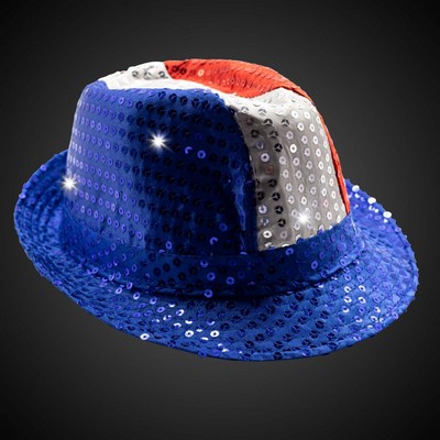 Patriotic Sequin LED Fedora