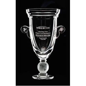 13" World Class Crystal Cup Trophy Award w/Etched Globe Stem