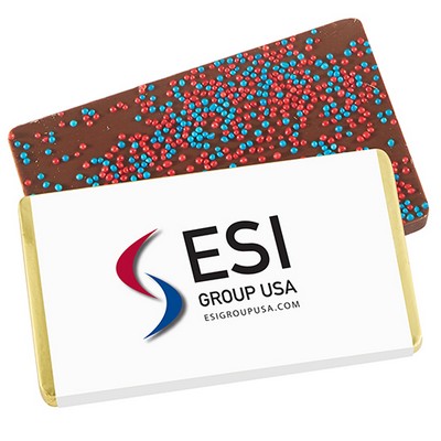 Foil Wrapped Belgian Chocolate Bar w/ Corporate Color Nonpareil Sprinkles