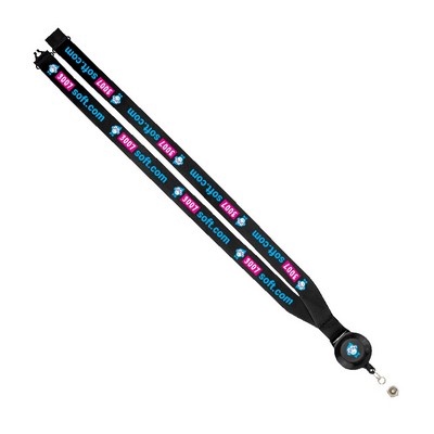 3/4" Import Dye-Sublimated Lanyard With Metal Crimp & Retractable Badge Reel 3/4" Import Dye-Sublim