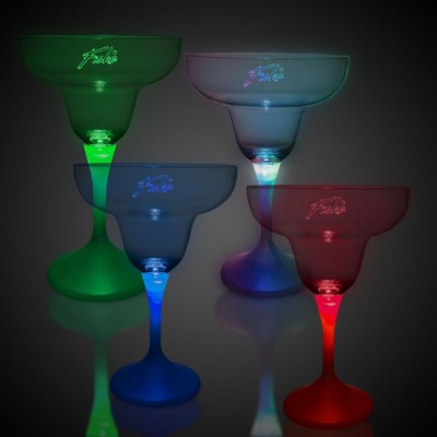 10 Oz. Laser Engraved Lighted Margarita Glass w/White Base