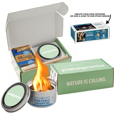 S'mores Pack featuring Endless Summer® Portable Campfire w/ Custom lid label & Custom Box(Fudge)