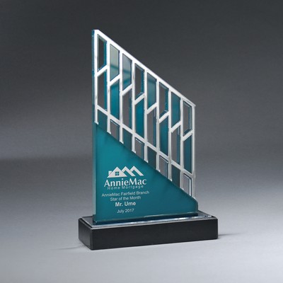 Reflective Excellence Silver Mirror and Teal Accent - Small