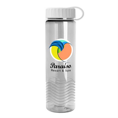 24 Oz. Transparent Wave Bottle w/Tethered Lid - Digital