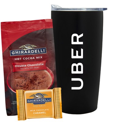 Promo Revolution - 20 Oz. Straight Tumbler w/Plastic Liner Gift Set w/Ghirardelli Duo