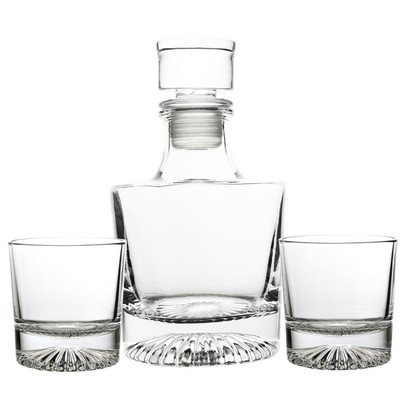 Round Spirit Decanter Set, 3 piece Set (1 Spirit Decanter and 2 Spirit Glasses)