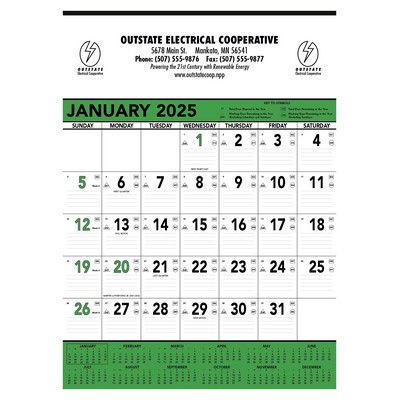 Triumph® Calendars Green & Black Contractor Memo