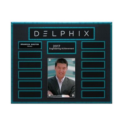 Turquoise and Stone Background Lucite 13-Plt Photo Plaque with Easy Perpetual Plate Release Program