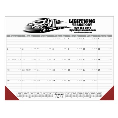 12 Month Desk Calendar | 22" x 17" | 1 Imprint Area | Black Calendar Color