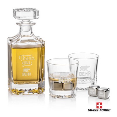 Santana 3pc Decanter Set & S/S Ice Cubes